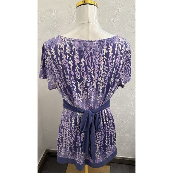 Vintage B. Moss Purple Twist Knot Front Short Sleeve Top Size Large Babydoll - Picture 4 of 6